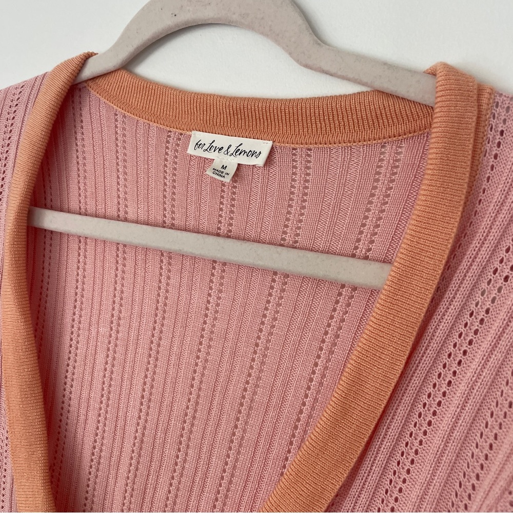 For Love & Lemons Phoebe Pointelle Knit Cropped Cardigan | Size M - Picture 6 of 9